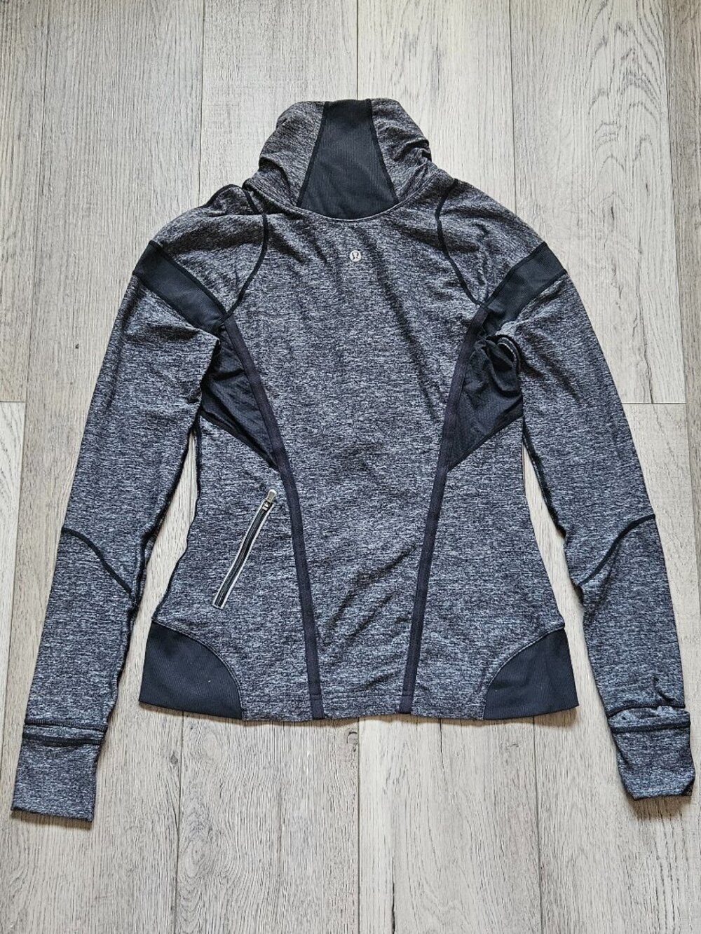 Lululemon Womens Size 8 Half Zip Running Pullover Jacket Grey Space Dye Thumbhol - Picture 2 of 7